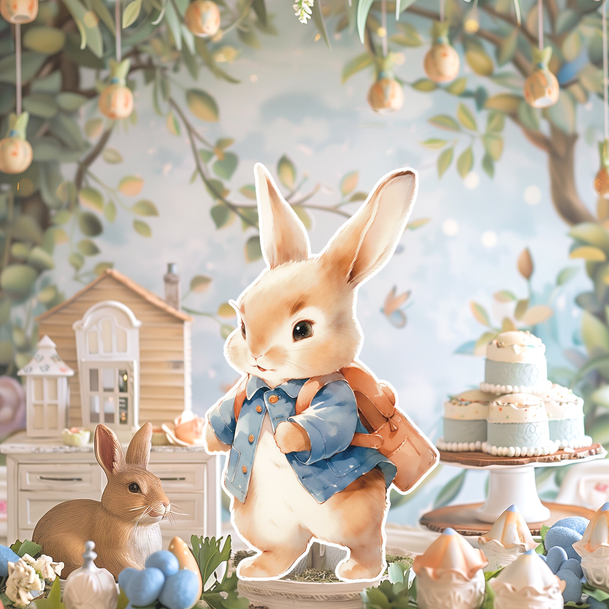 Peter Rabbit Furry Peter Bunny Big Decor Cutout, Bunny Birthday Standee, Whimsical Peter ...