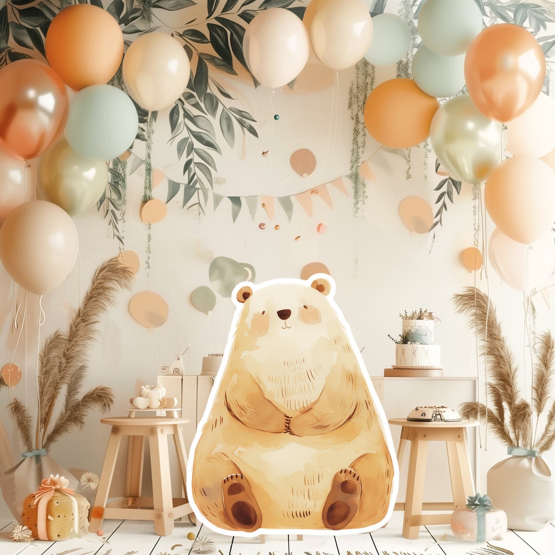 BEAR Baby Big Decor Cutout Party Props, Cute Bear Birthday Standee ...