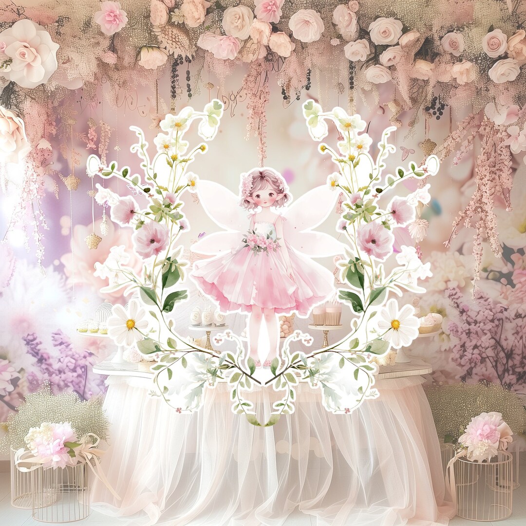 Fairy Big Decor Cutout, Fairy Birthday Standee, Whimsical Floral Fairy ...
