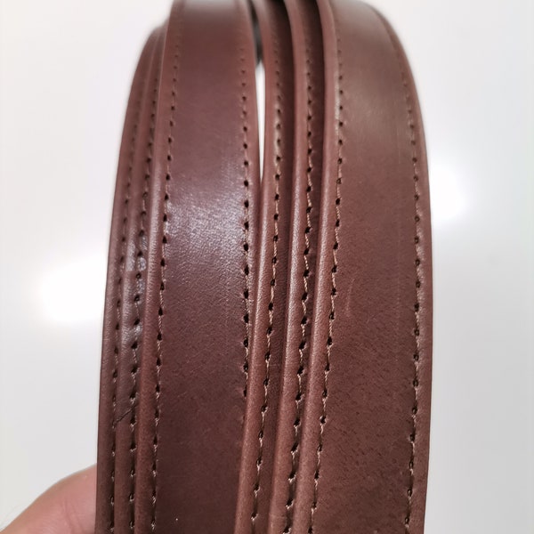 Leather crossbody straps, shoulder bag straps folded and stitched width 2cm/0,8 inch, thick. 2,2mm/5 Oz