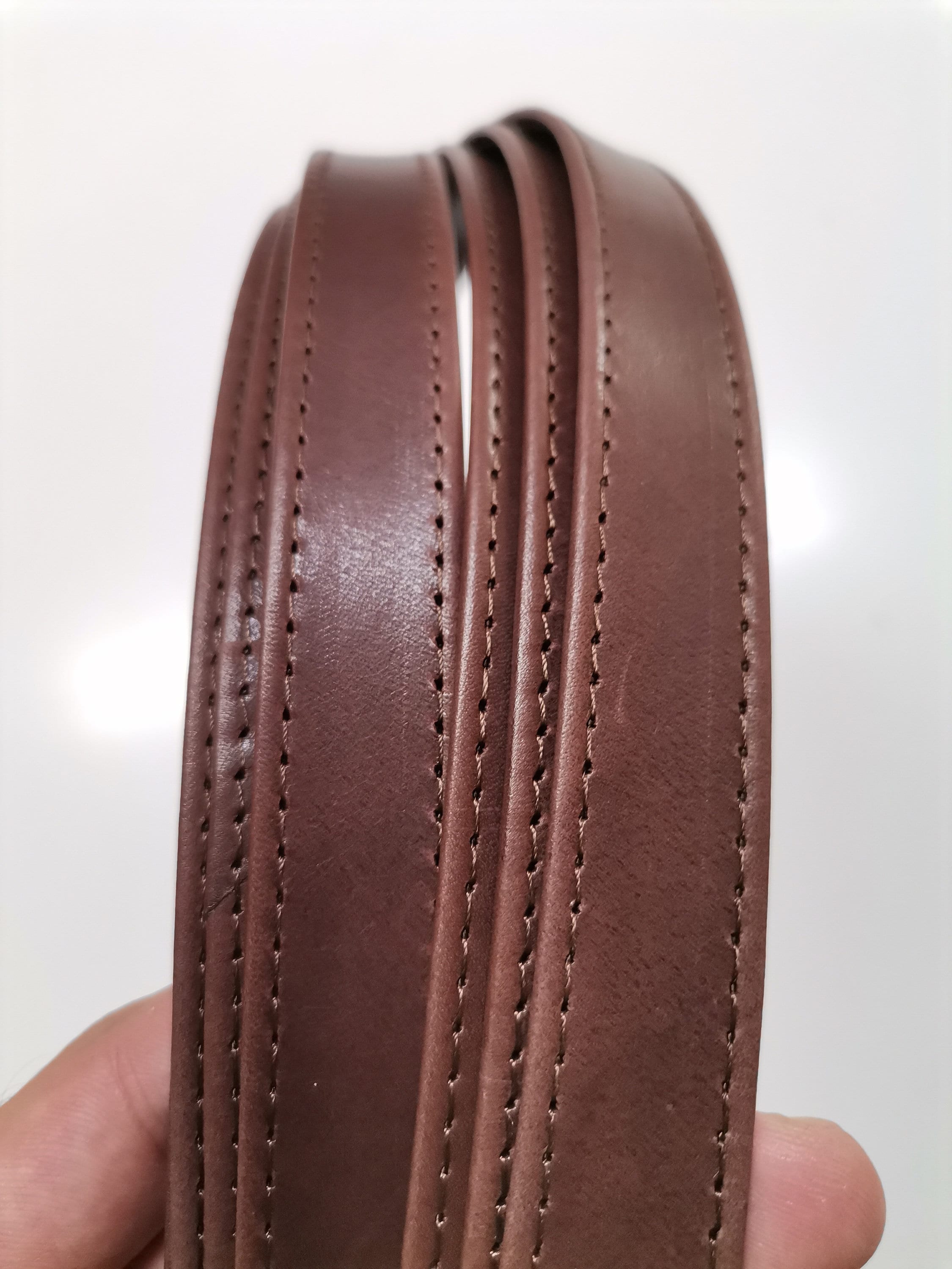 Replacement stripped slim handbag strap in dark brown and tan brown with 1  width