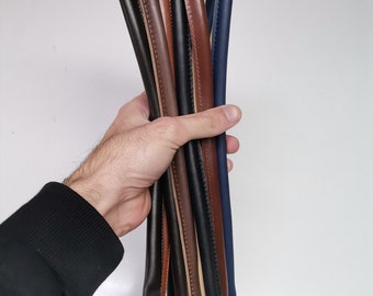 Poignées épaule en cuir pour sacs, Paire de poignées arrondies en cuir véritable surpiquées pour une longueur de 80 cm (31 1/2 po.)