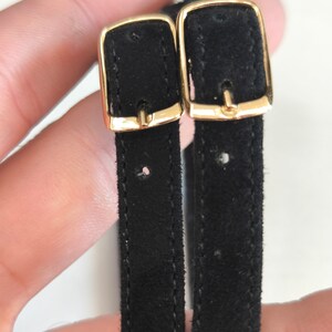 Correas de tobillo para tacones, correas de cuero de repuesto para zapatos con hebilla para tacones altos de mujer, ancho 0,9cm3,54 par de Black Suede