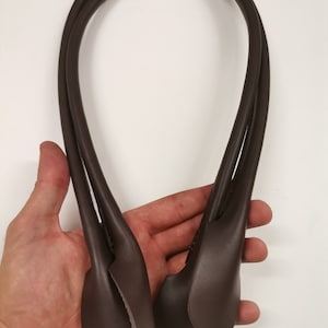 Leather shoulder handles for bags, Pair or rounded, genuine leather handles for bags length 73cm 29 inches Dark brown