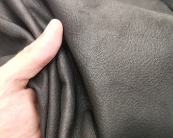Black Oily Nubuck Cow Leather, Thick. 1.2mm 3 oz
