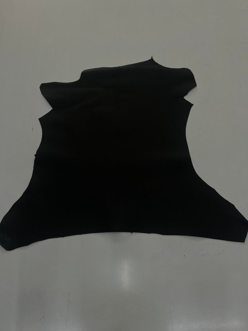Puede incluir: Una piel de cuero negra de forma irregular.