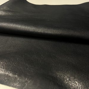 Black Milled Goat Leather Hide: Soft, Thick, Semi-Veg Tanned (1.0mm)