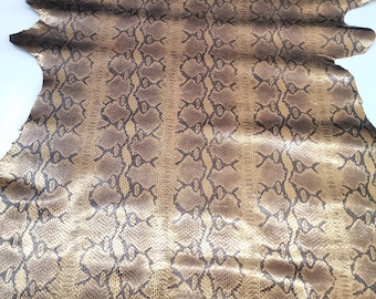 Metallic Rust Snake Print Lambskin Leather Hide: Sheep Leather for Crafts 0,9mm(2,5 oz)