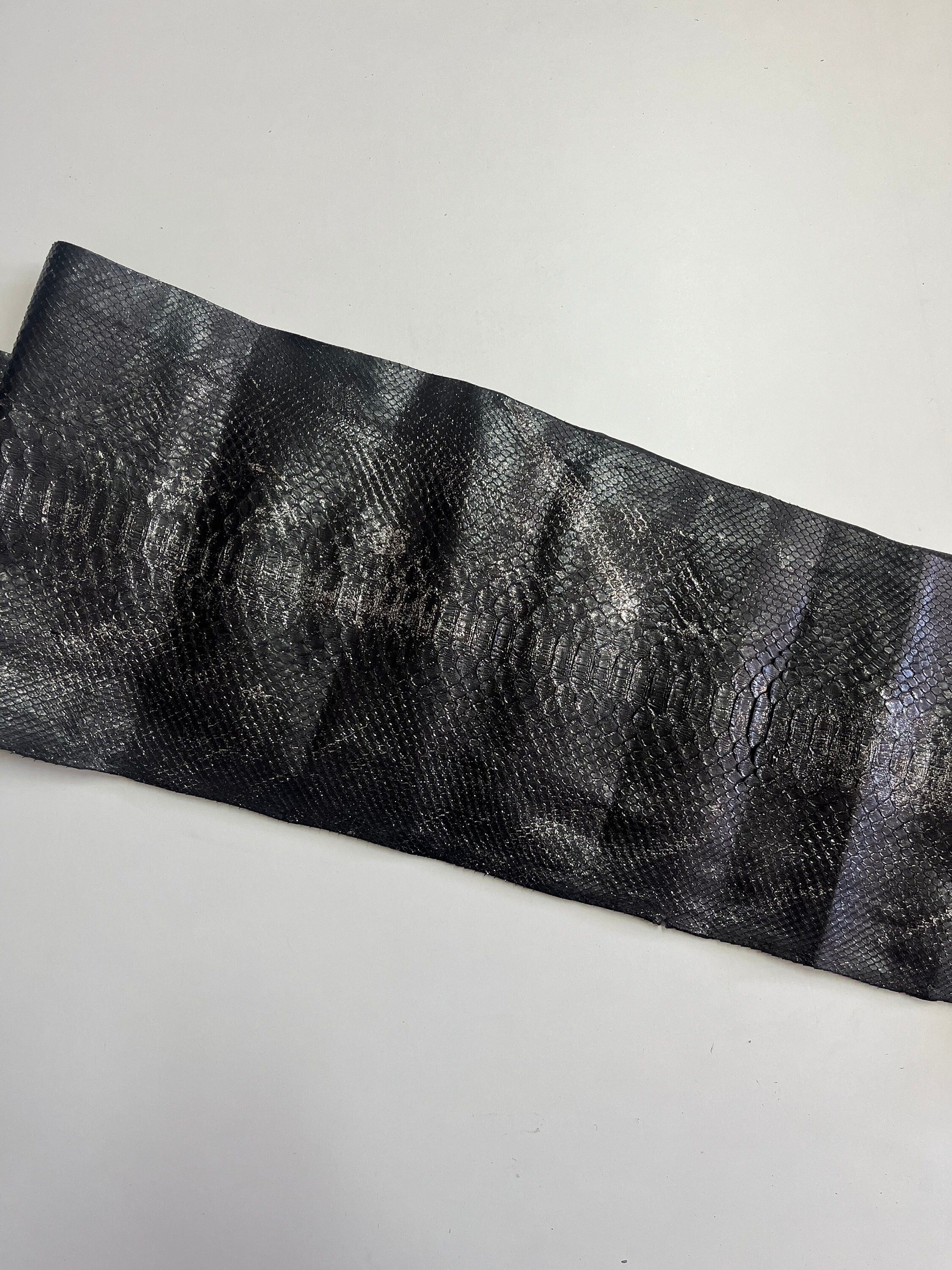 Genuine Python Snakeskin Hide, Black & Silver, 1.0mm (2,5 Oz) Thick - Etsy