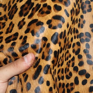 Tappeto in pelle di mucca con pelo, stampa leopardo, vera pelle di mucca, pelle di pony con pelo, spessore 1,2 mm (3 oz)