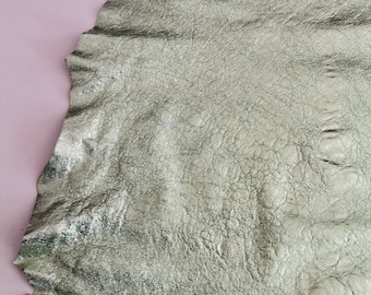 Metallic Goat Leather Hide: Soft Crumpled Goatskin Leather Sheet (1.0mm 2,5 oz)
