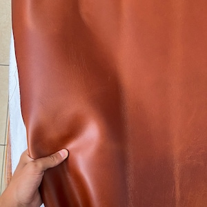May include: A piece of brown leather with a smooth, slightly textured surface.