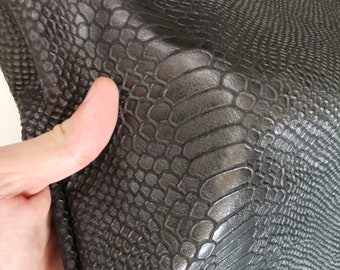 Cow leather printed snake effect, Genuine cowhide leather sheets python-embossed, thickness 1,2mm (3 oz)