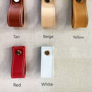 Handmade Leather Drawer Pulls: Stitched Cabinet Knobs, Solid Brass Hardware
