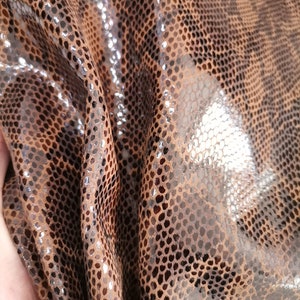 Cow suede leather snake effect, Genuine cowhide printed leather sheets, thickness 1,1mm(3 oz)