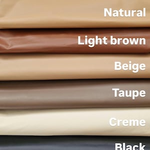 Puede incluir: Seis muestras de cuero en diferentes colores: natural, marrón claro, beige, topo, crema y negro.