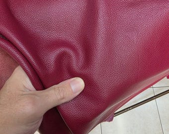 ルビーレッド牛革：バッグやクラフトに最適なフルグレイン牛革