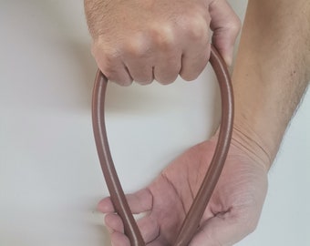 Leather Bag Handles: Rounded Stitched Cowhide Straps (Pair, 55cm/22 inches)