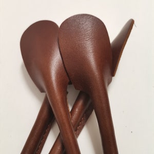 Leather shoulder handles for bags, Pair or rounded, genuine leather handles for bags length 73cm 29 inches Cognac