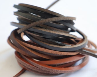 Full-Grain Leather Shoe Laces: Strong Square Cords (130cm, 3mm)