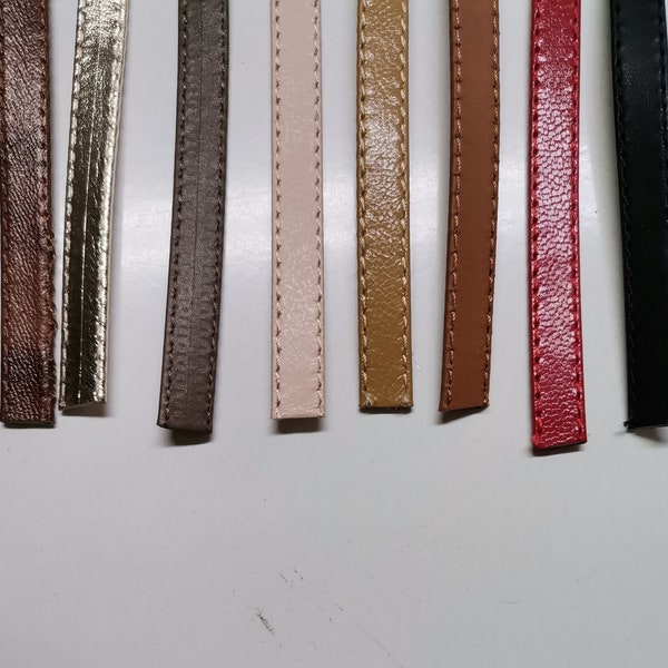 Leather shoe straps, Genuine leather straps folded and stitched width 0,8mm(1/3 inch) thickness 1,2mm(3 oz)