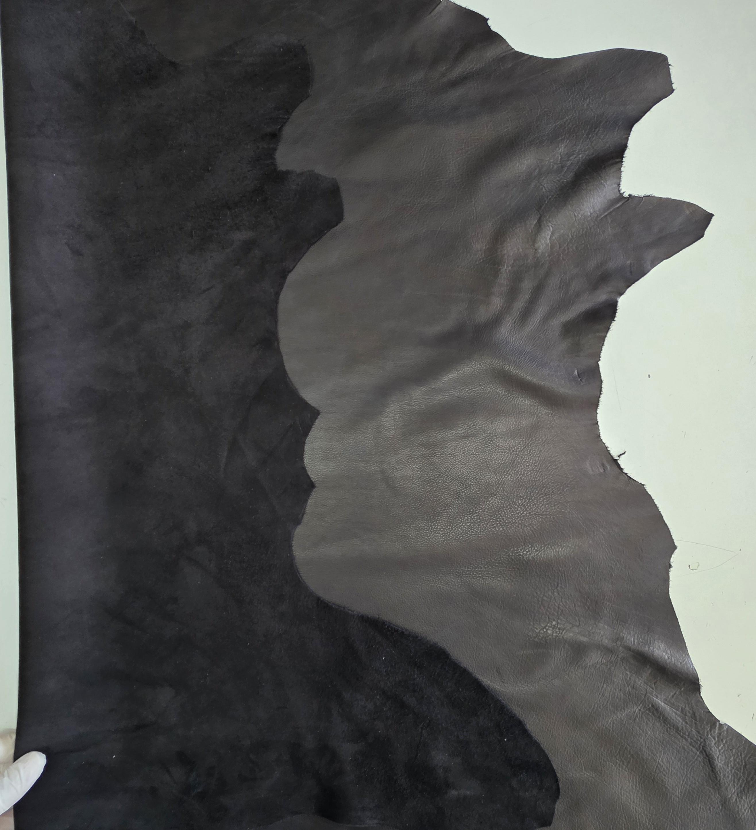 Black Milled Cow-calf Leather: Soft Aniline Cowhide Skin (0.8mm 2 Oz ...
