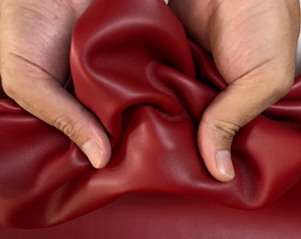 Dark Red Cow Leather: Soft Genuine Cowhide for Crafts (1.2mm 3 oz)