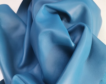 Blue Lambskin Nappa Leather Hide: Genuine Sheep Leather for Crafts