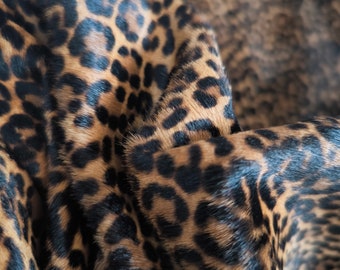 Hair on hide cow leather leopard print, pony skin natural cowhide with the nap, thickness 1,0mm (2 1/2 oz)