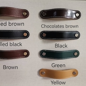 Leather handle drawer pulls, Furniture leather knobs for cabinet doors, width 2,6cm (1&quot; inch)