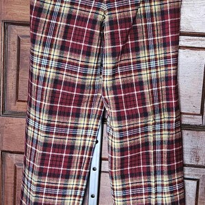 Vintage Pendleton, Size 10, Wool, Plaid, Red Pants, Wide Leg, Lined