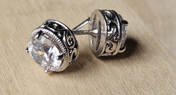 Vintage Solid 925 Sterling Silver Stud Earrings - image 3