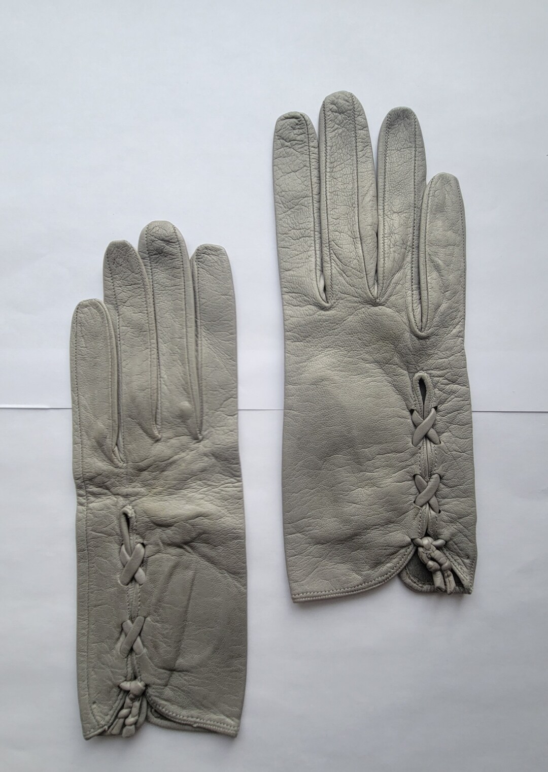 Vintage Grey Leather Gloves Made in Italy S/M Etsy