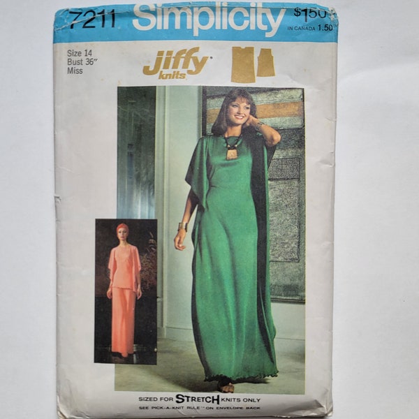 Vintage, Simplicity 7211, Caftan Dress, Pants & Top, Sewing Pattern