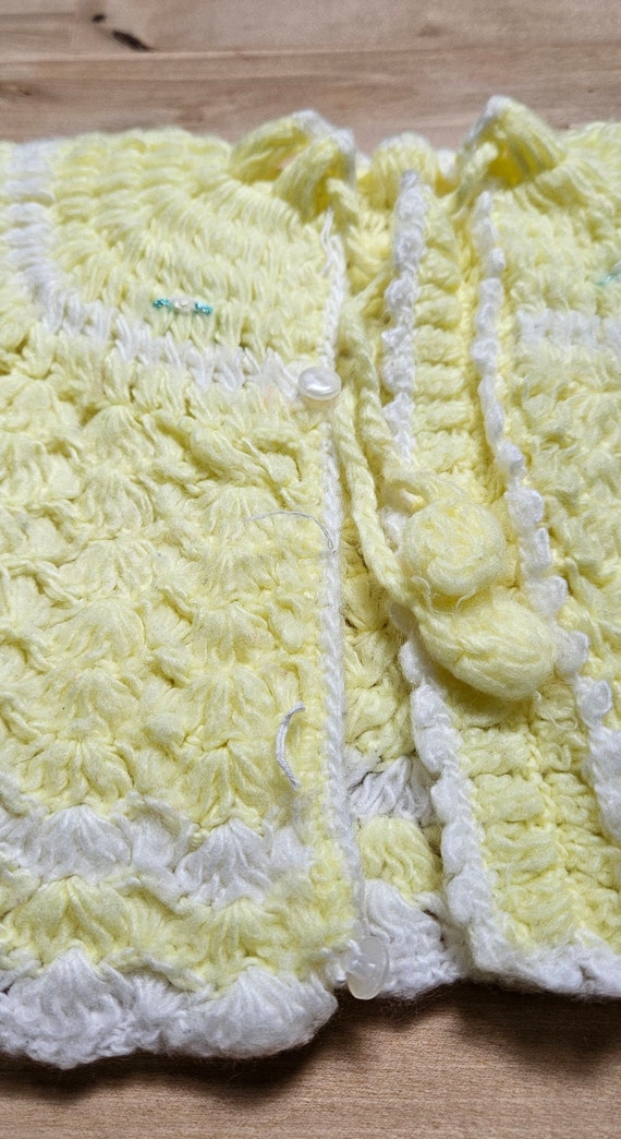 Vintage, Lemon Yellow, Hand Knit, Baby Sweater - image 2