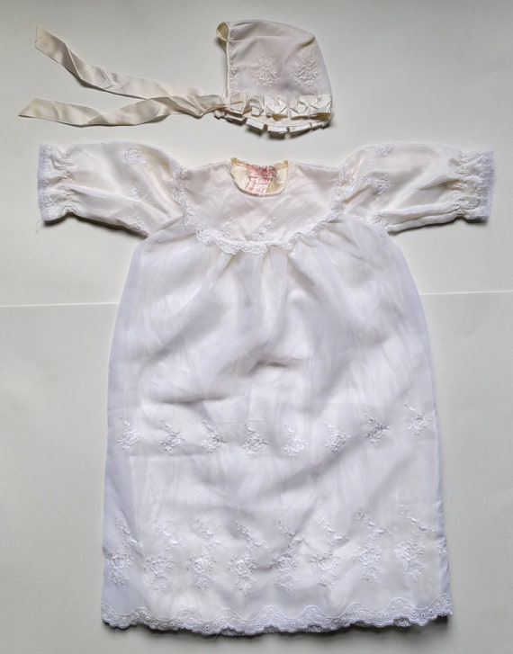 Vintage, Made in Italy, Baby Baptism Dress & Bonn… - image 1