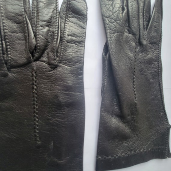 Vintage, Black, Leather Gloves, Driving Gloves, F… - image 3