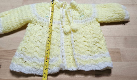 Vintage, Lemon Yellow, Hand Knit, Baby Sweater - image 6