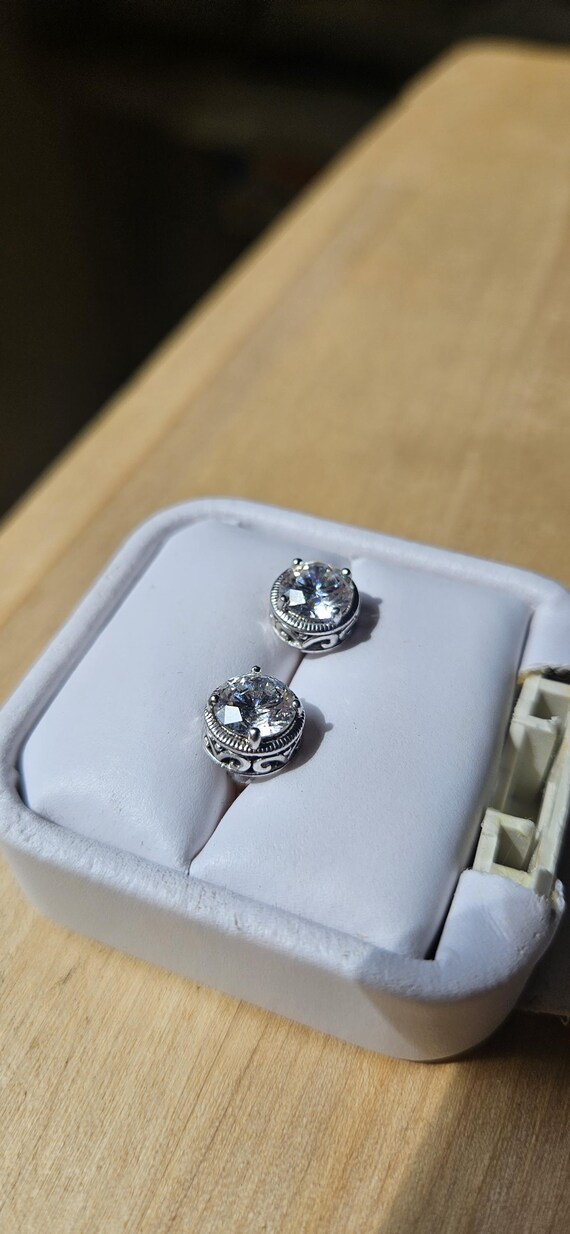 Vintage Solid 925 Sterling Silver Stud Earrings - image 9
