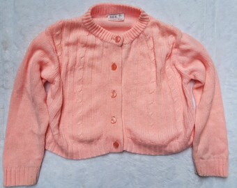 vintage, Tournesol (Marque), 3T, Toddle, Rose de Pâques, Tricot torsadé, Cardigan boutonné