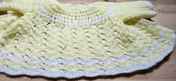 Vintage, Lemon Yellow, Hand Knit, Baby Sweater - image 4