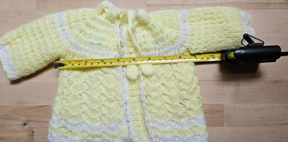 Vintage, Lemon Yellow, Hand Knit, Baby Sweater - image 5
