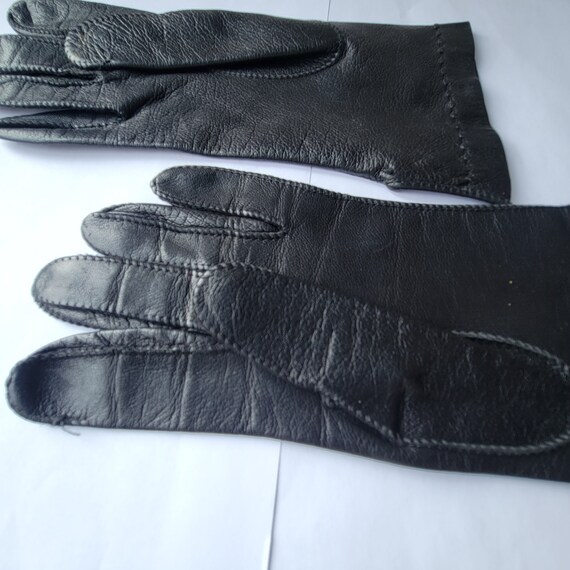 Vintage, Black, Leather Gloves, Driving Gloves, F… - image 5