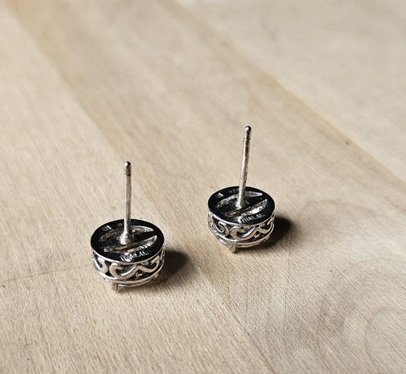 Vintage Solid 925 Sterling Silver Stud Earrings - image 4