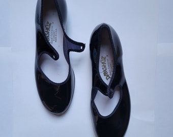 Vintage, Tap Dance Shoes, Black Patent Leather Danshuz, Size  2 1/2 M, Mary Janes