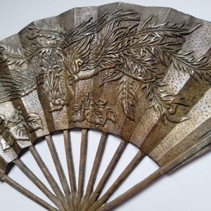Vintage, Messingdekor, Phoenix, chinesischer Drachenfächer, Enesco asiatischer Stil