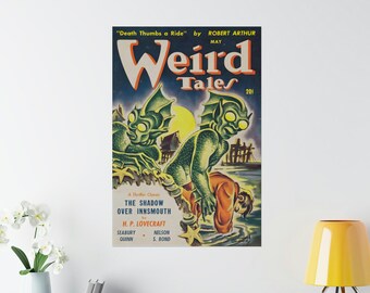 Lovecraft Shadow Over Innsmouth Pulp Cover 1942 mat poster