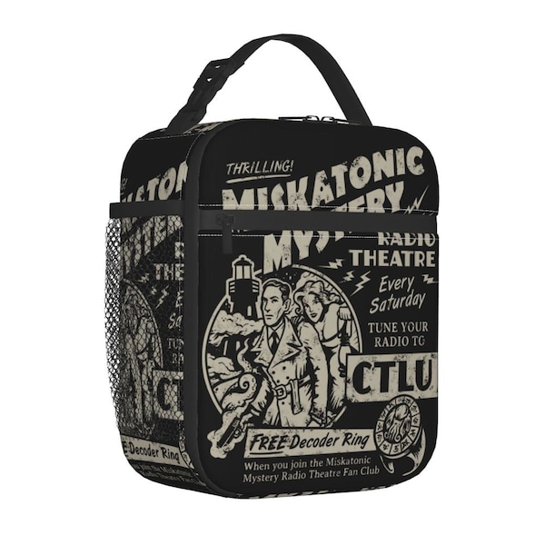 Cthulhu Miskatonic Mystery Radio Lunch Box | Call Of Cthulhu Portable Thermal | Lovecraft Tote Bag Cooler Bento Box