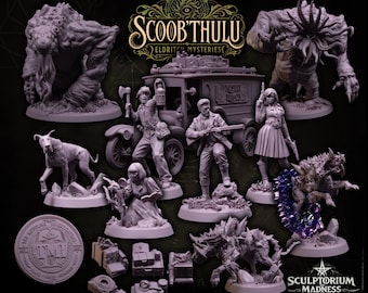 Scoob'thulu - Investigatori Intriganti e Carro Misterioso - Miniature Pulp Horror da 32 mm