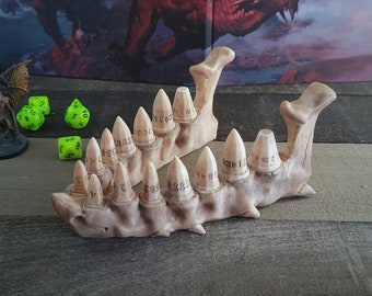 Dragon Fang Dice Set with Jawbone Stand